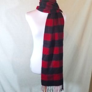 Nordstrom Cashmere Red Buffalo Plaid Scarf NWT